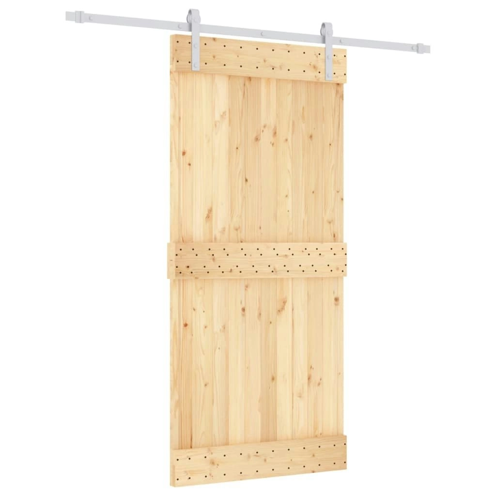 Sliding Door with Hardware Set 95x210 cm Solid Wood Pine 3203030