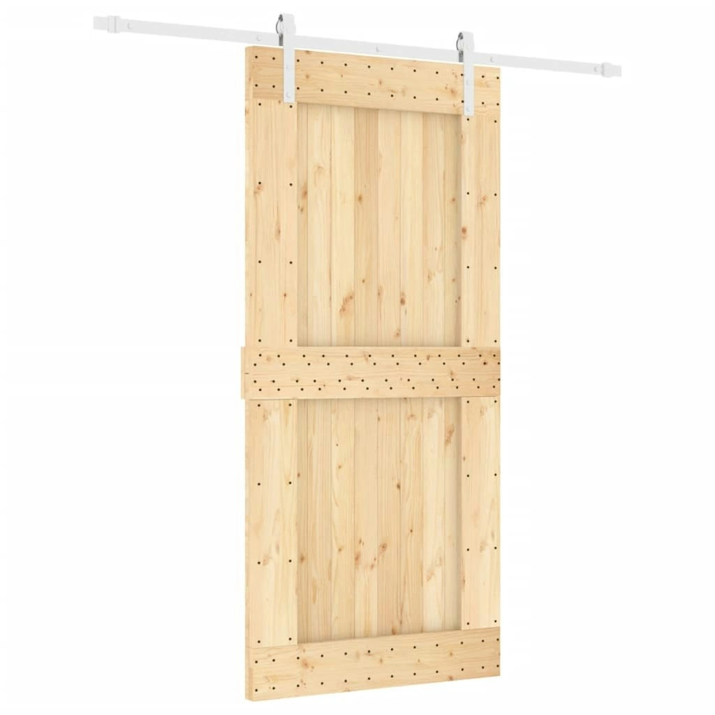 Sliding Door with Hardware Set 95x210 cm Solid Wood Pine 3203036