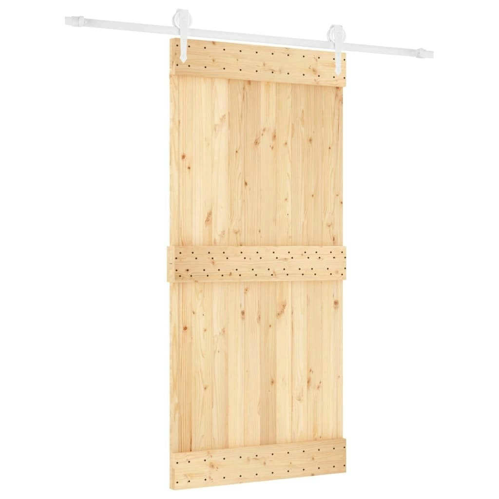 Sliding Door with Hardware Set 95x210 cm Solid Wood Pine 3203258