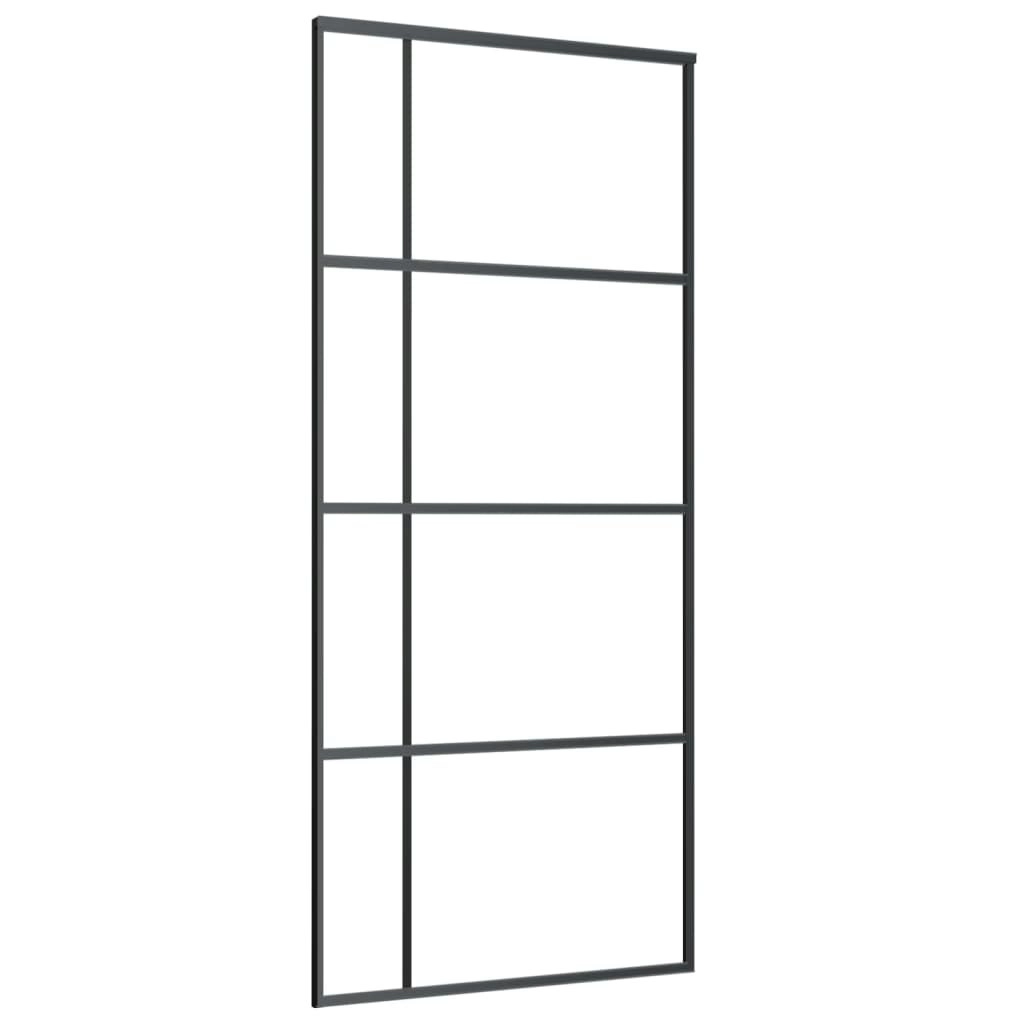 Sliding Door Frosted ESG Glass and Aluminium 90x205 cm Black 151683