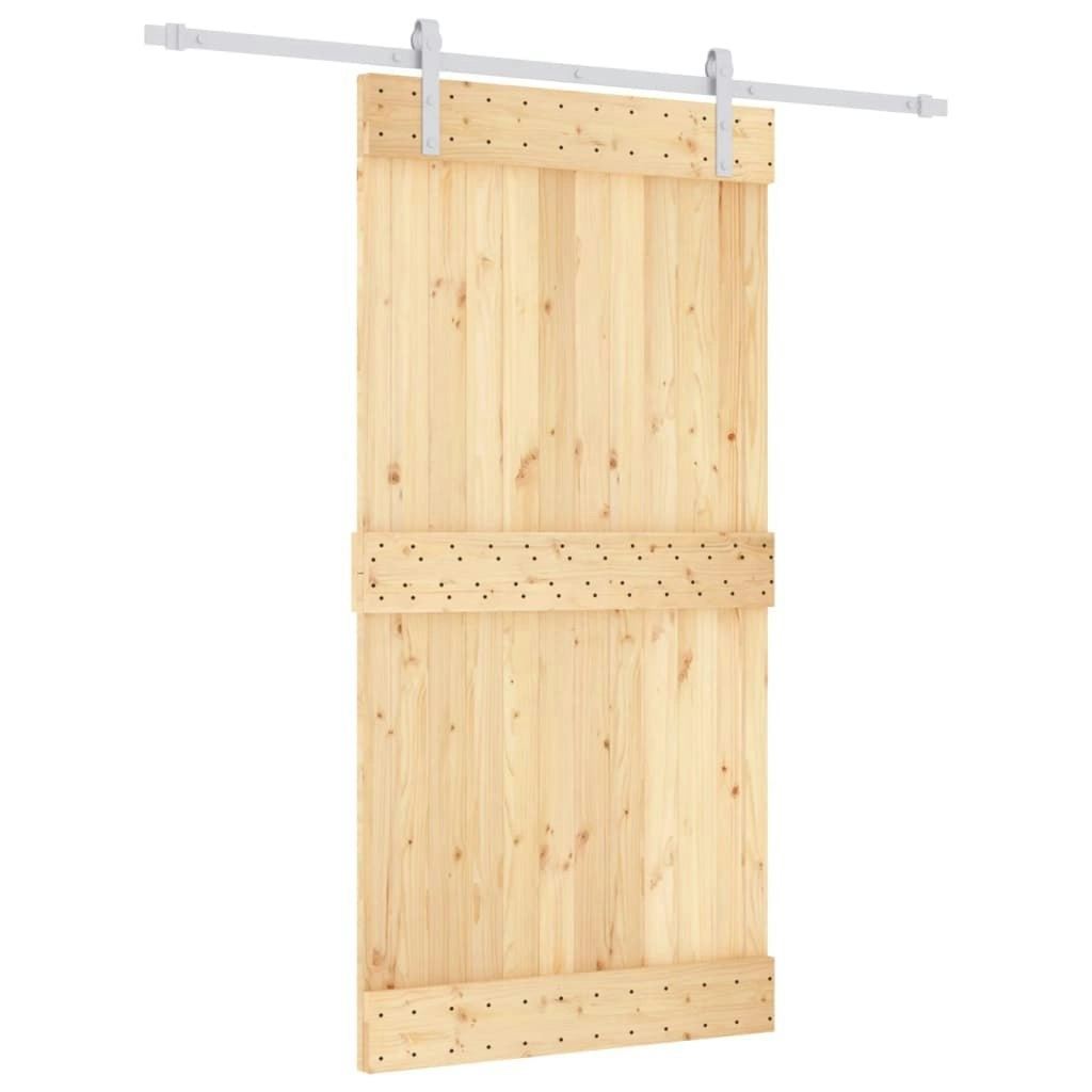 Sliding Door with Hardware Set 100x210 cm Solid Wood Pine 3203031