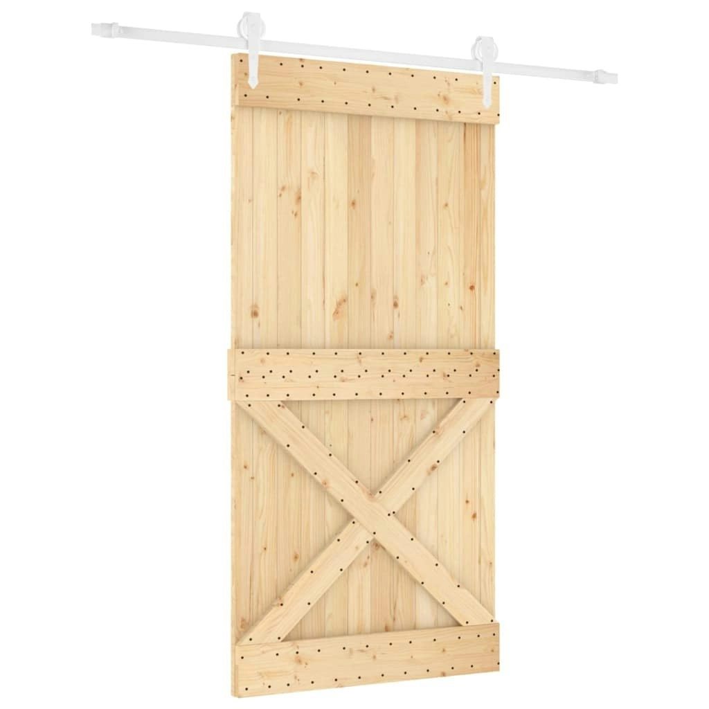 Sliding Door with Hardware Set 100x210 cm Solid Wood Pine 3203271