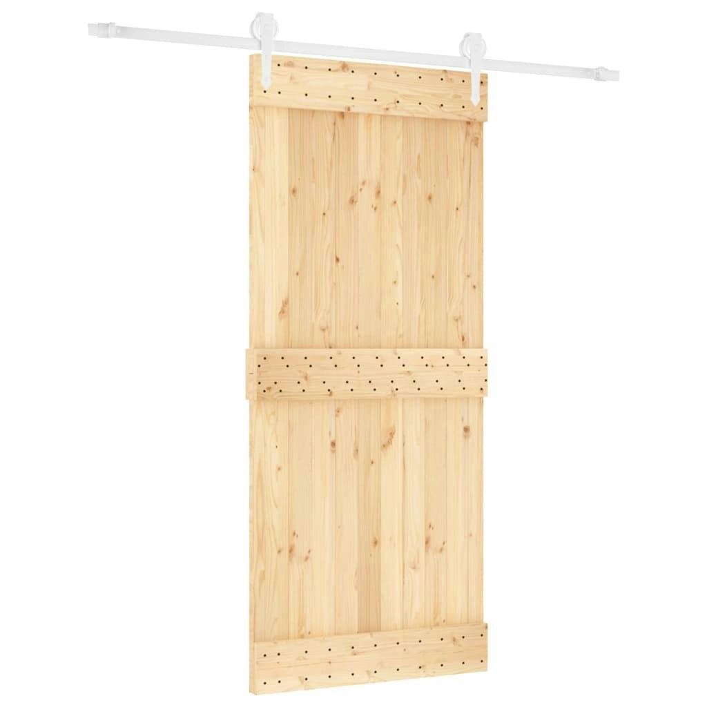 Sliding Door with Hardware Set 90x210 cm Solid Wood Pine 3203257