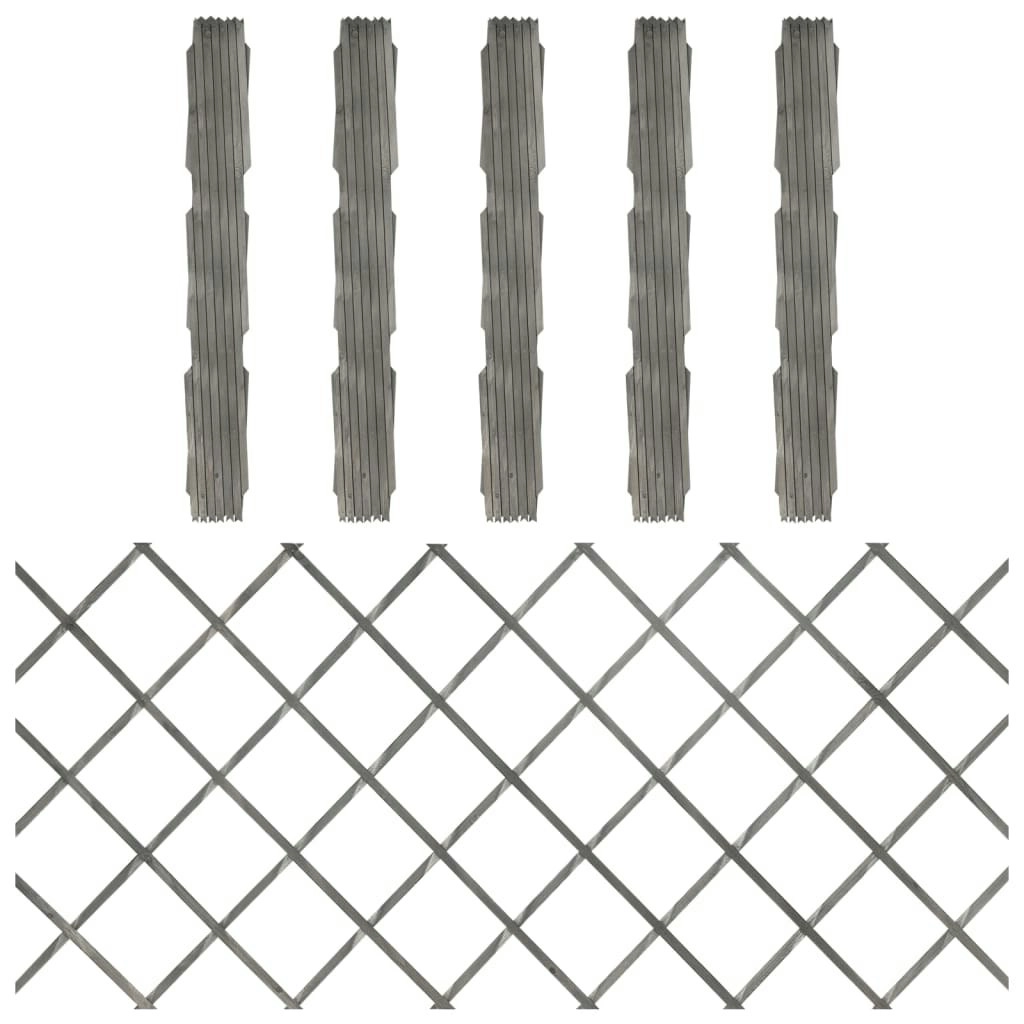 Trellis Fences 5 pcs Grey Solid Firwood 180x80 cm 316425