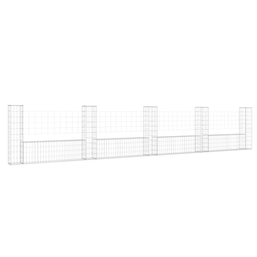 U-shape Gabion Basket with 5 Posts Iron 500x20x100 cm 151278