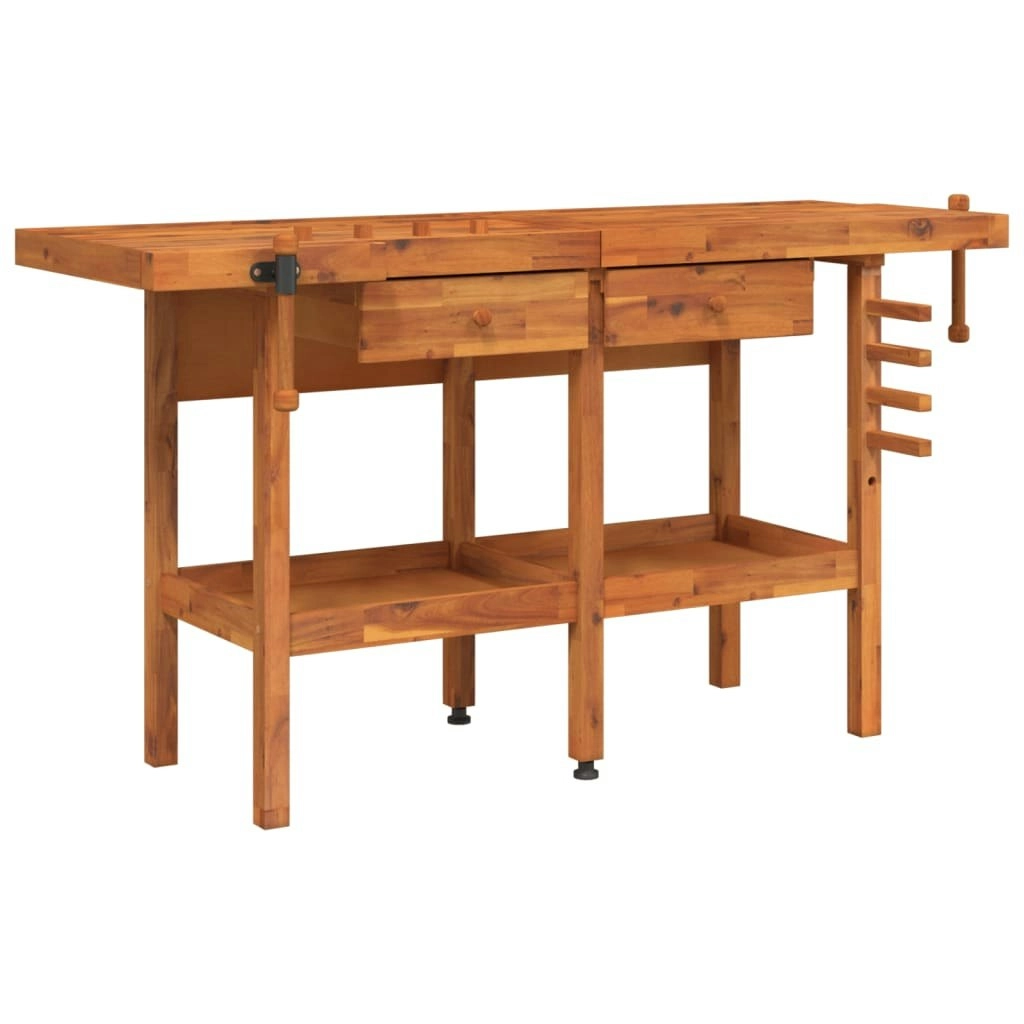 Workbench with Drawers and Vices 162x62x83 cm Solid Wood Acacia 153323