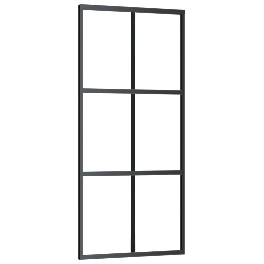 Sliding Door ESG Glass and Aluminium 90x205 cm Black 151012