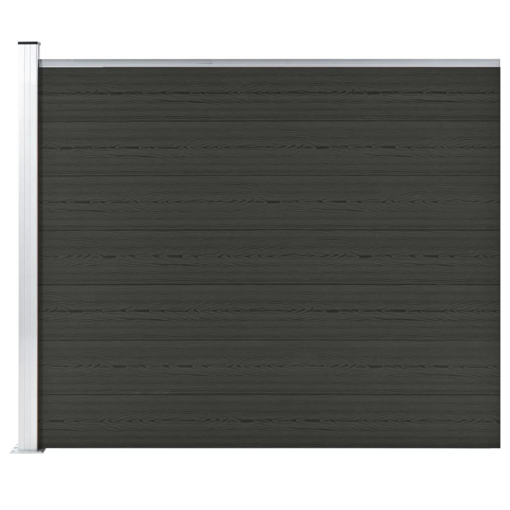 Fence Panel WPC 175x146 cm Black 148985