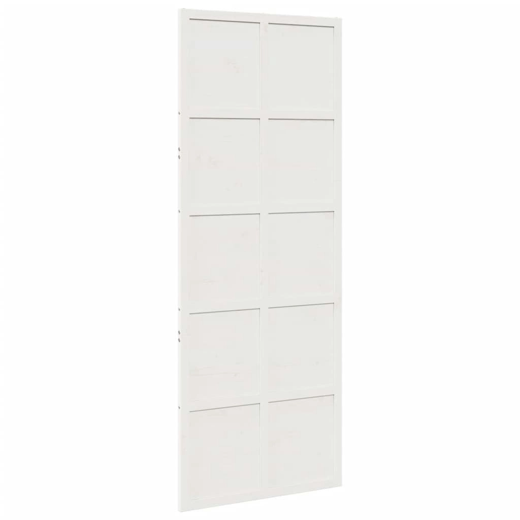 Barn Door White 80x208 cm Solid Wood Pine 850645