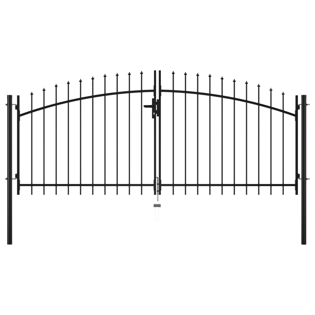 Double Door Fence Gate with Spear Top 300x150 cm 144359