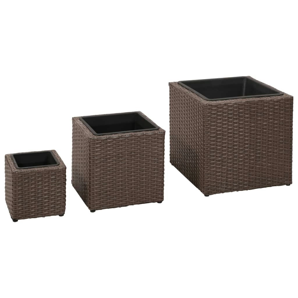 Garden Square Raised Bed Set 3 Pieces Rattan Brown 41082