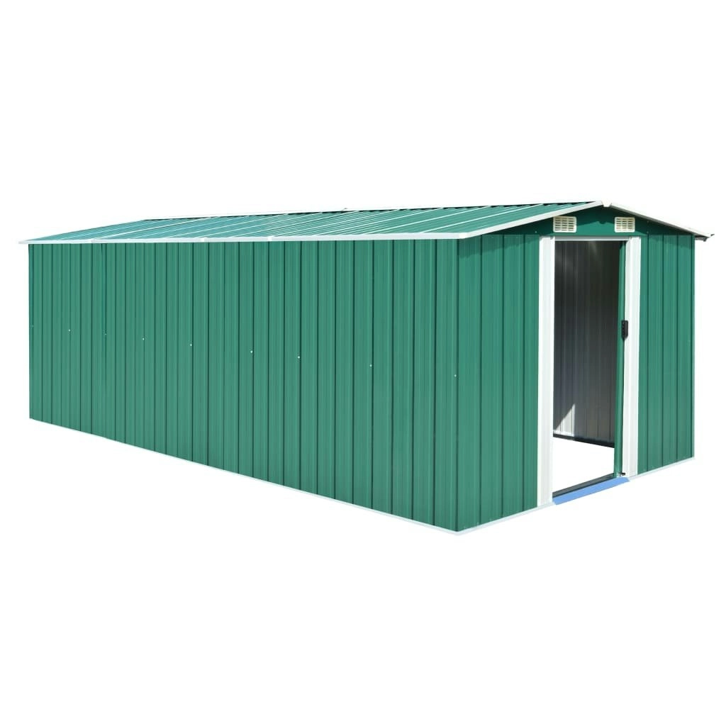 Garden Shed 257x489x181 cm Metal Green 143348