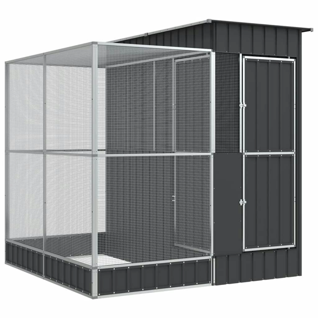 Aviary with Extension Silver 209x203x216 cm Steel 3216426