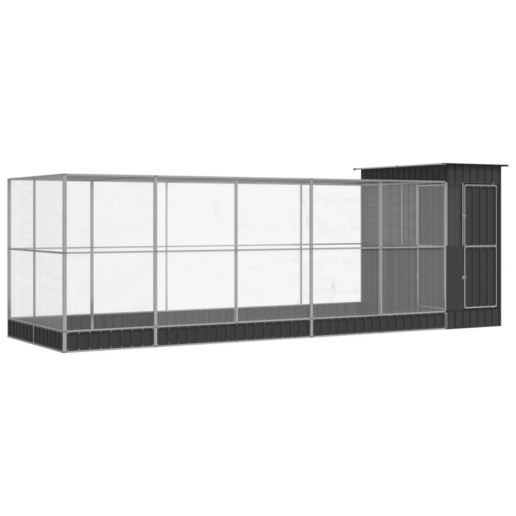 Aviary with Extension Silver 623x203x216 cm Steel 3214259