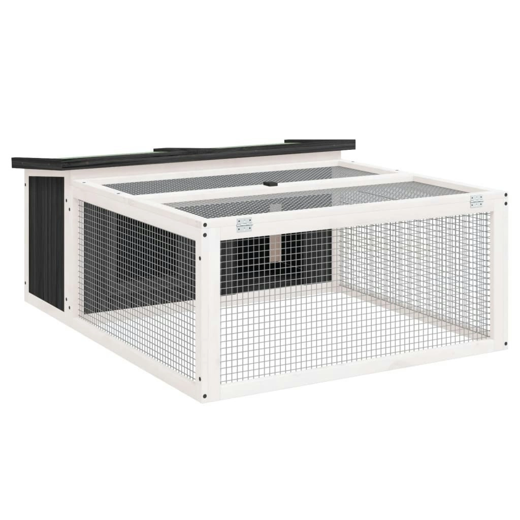 Rabbit Hutch Grey 117.5x97x47.5 cm Solid Wood Pine 172287