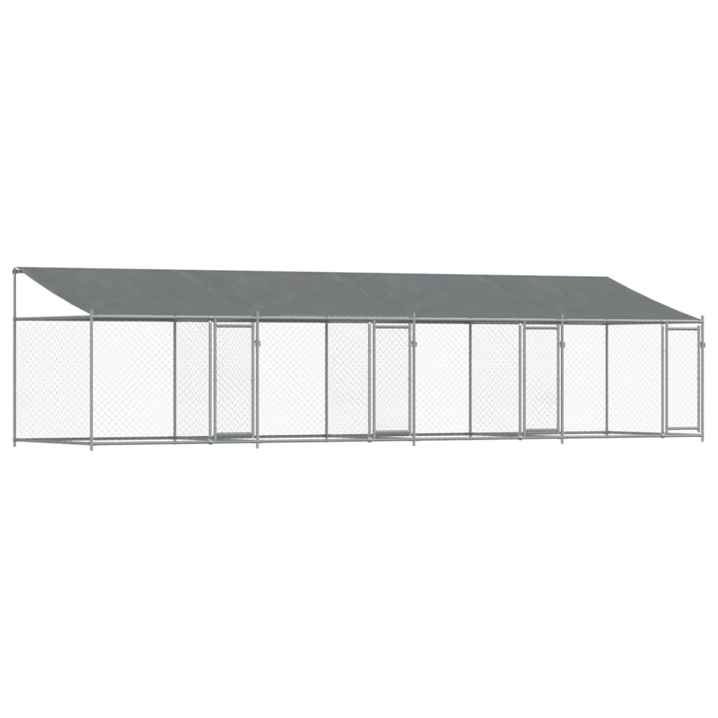 Dog Cage with Roof and Doors Grey 8x2x2 m Galvanised Steel 3209565