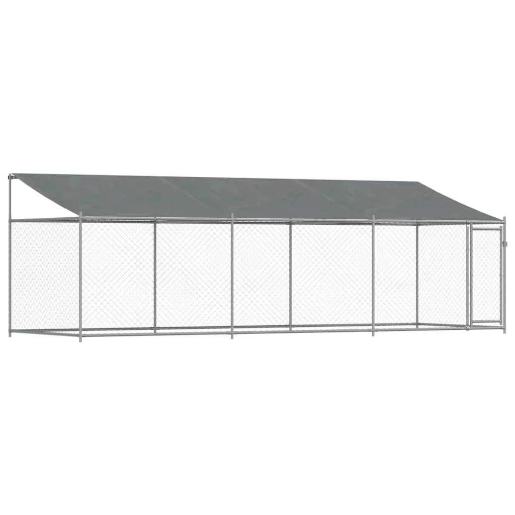 Dog Cage with Roof and Door Grey 6x2x2 m Galvanised Steel 3209569