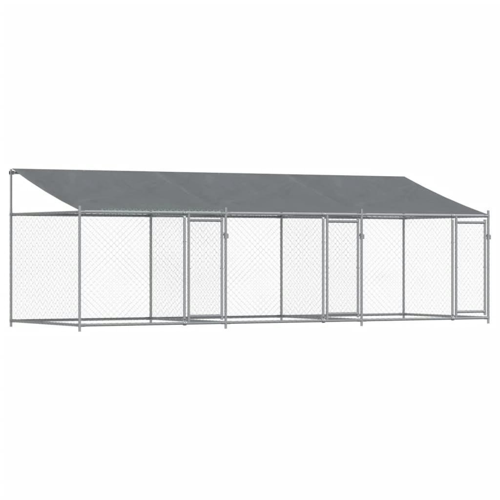 Dog Cage with Roof and Doors Grey 6x2x2 m Galvanised Steel 3209564