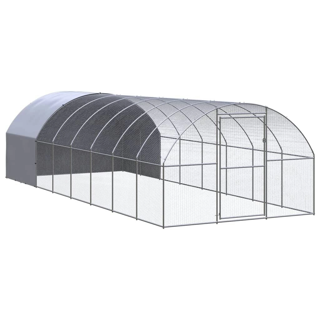 Outdoor Chicken Coop 3x8x2 m Galvanised Steel 3095475