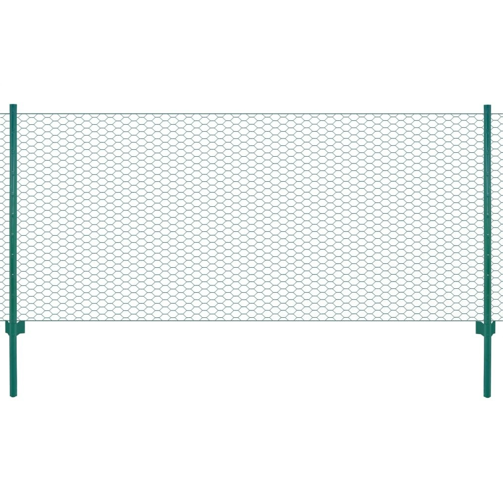 Wire Mesh Fence with Posts Steel 25x0.5 m Green 144608