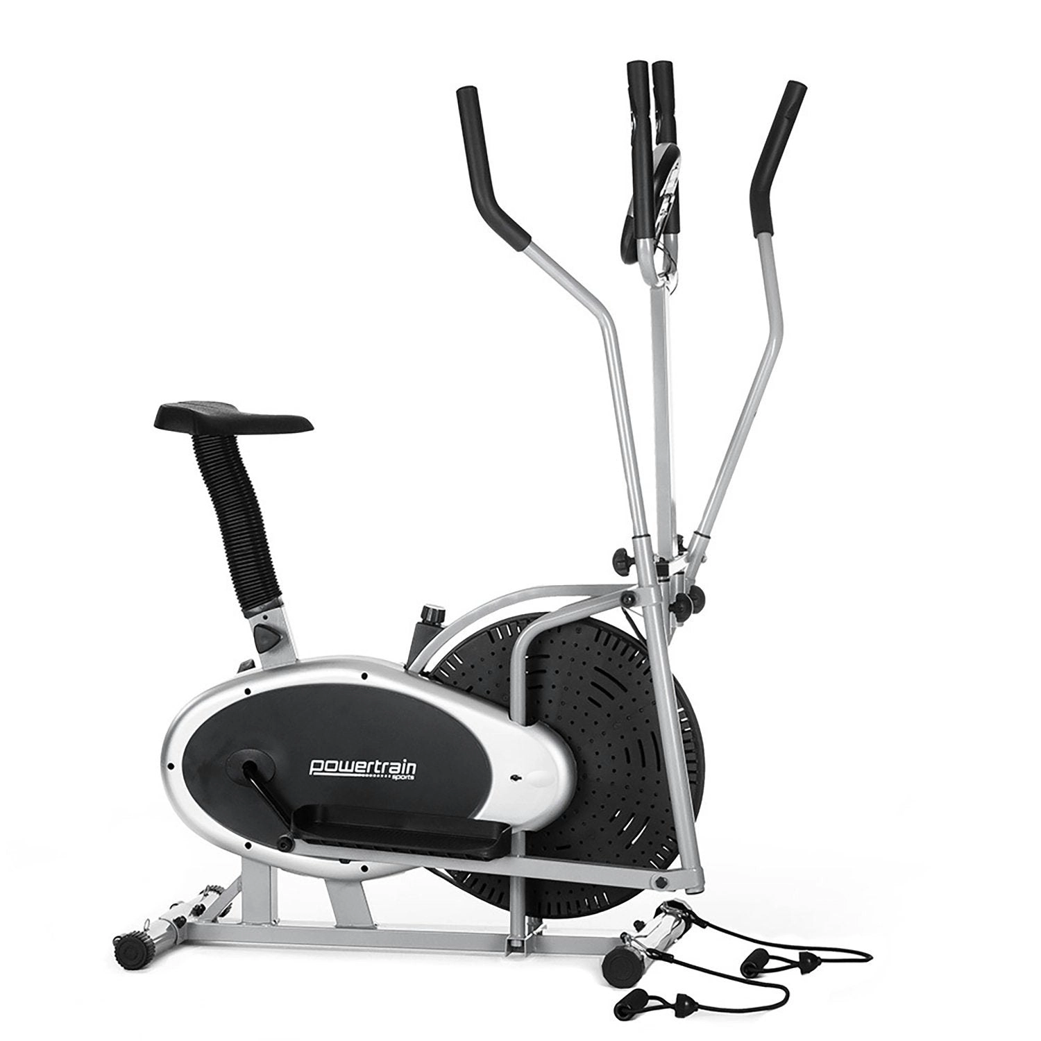 Powertrain 3-In-1 Elliptical Cross Trainer Exercise Bike With Resistance Bands