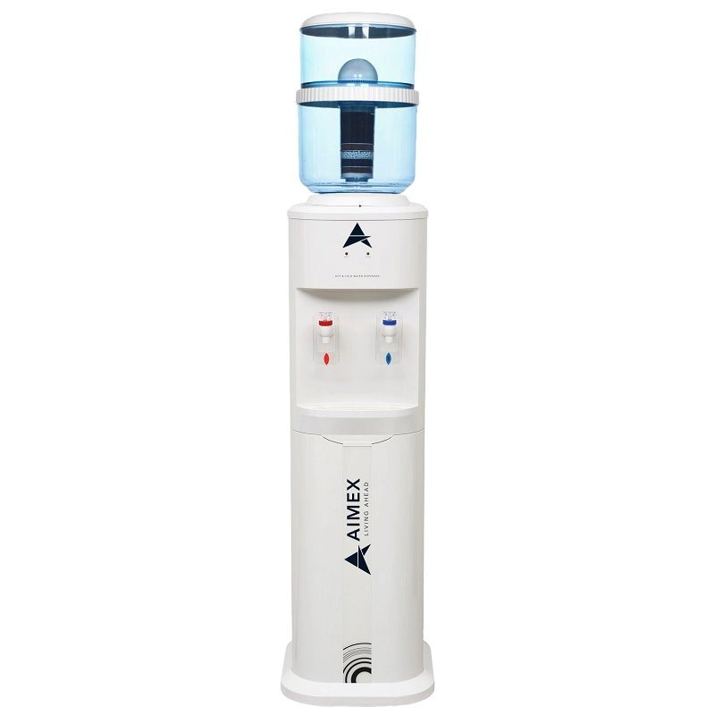 Aimex Water Luxurious White Free Standing Hot And Cold-Water Dispenser With Filter Bottle Lg Compressor