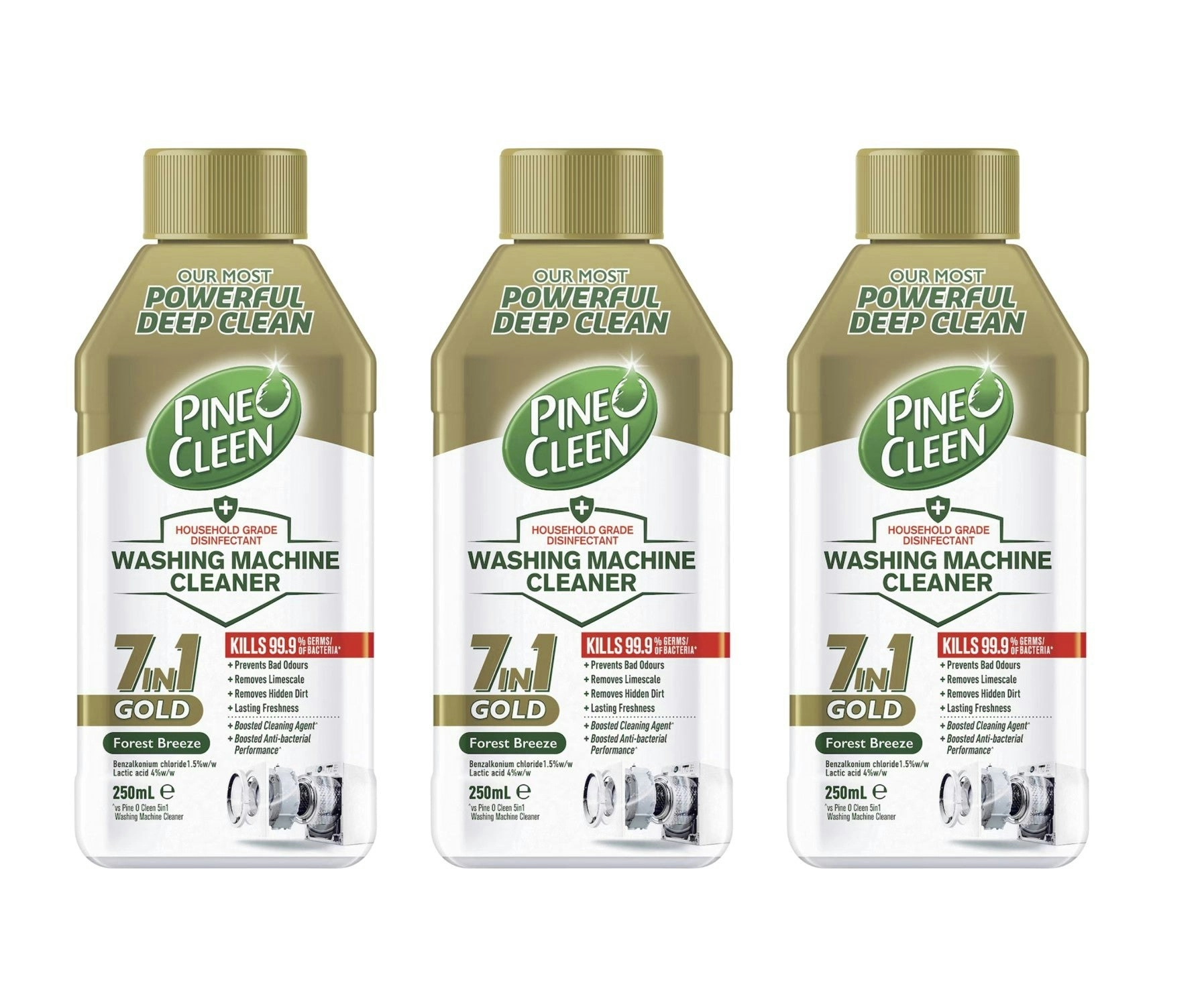 3 Pack Pine O Cleen Gold Washing Machine Cleaner 250ml