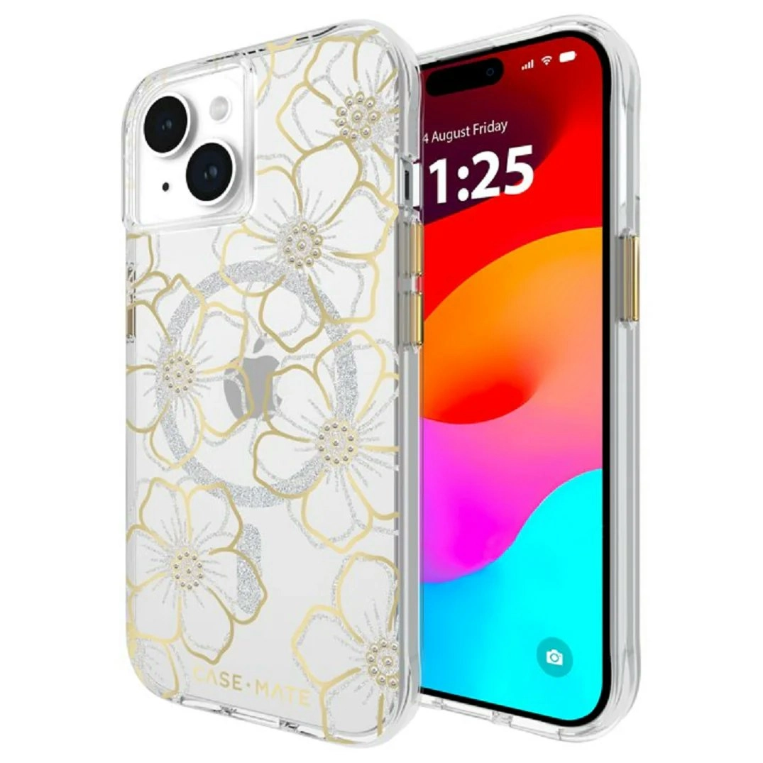 Case-Mate Floral Gems Magsafe Case For Iphone 16 Plus - Clear/ Gold