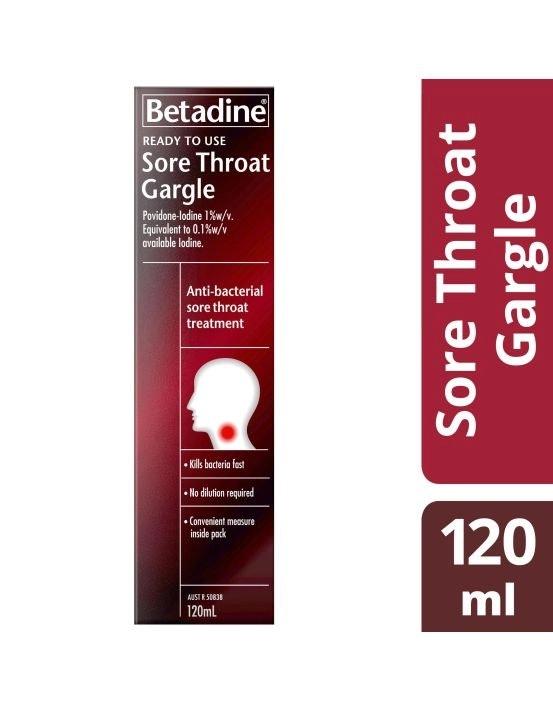 Betadine Ready to Use Sore Throat Gargle 120mL