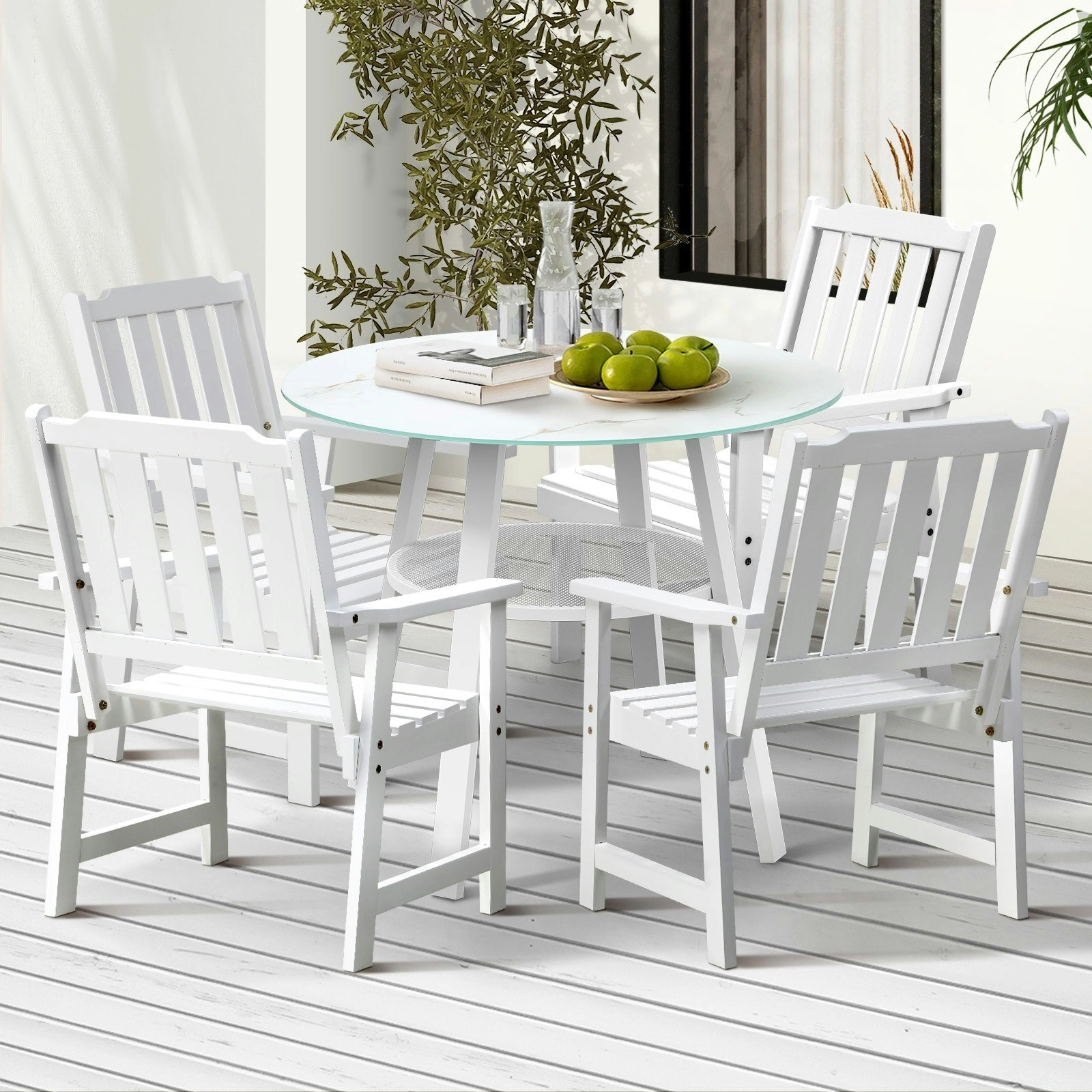 Livsip 5PCS Outdoor Dining Setting Solid Wood Chair Patio Furniture Set