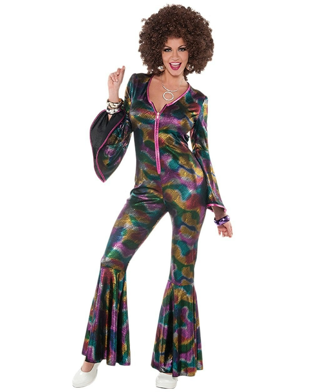 Multicolour Hippie Disco Retro Womens Costume