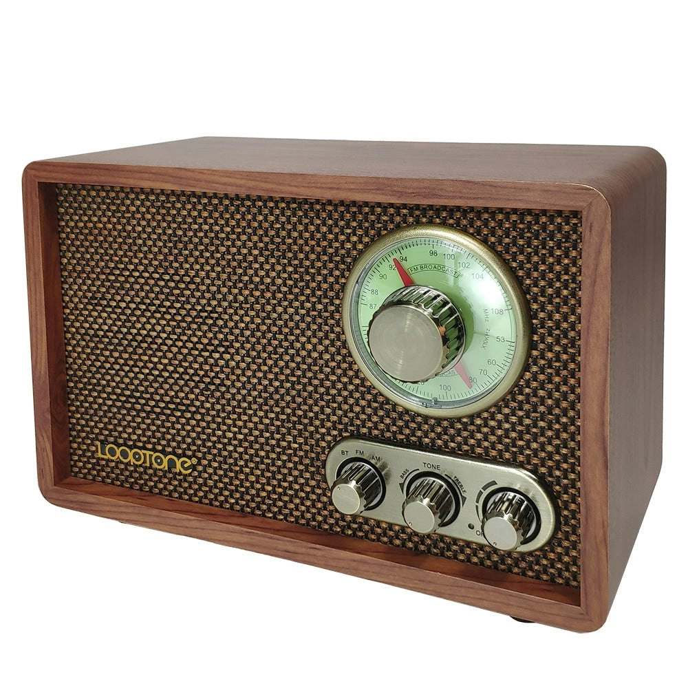 Vintage Wooden AM/FM Bluetooth Radio Classic Retro Radio with Tone Control