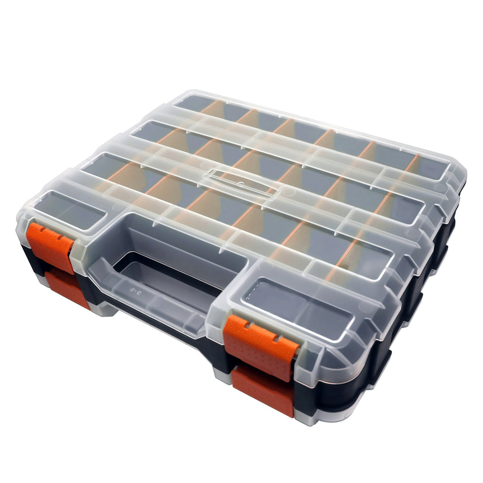 Tools Organizer Box Small Parts Storage Box 50-Compartment Double Side Orange