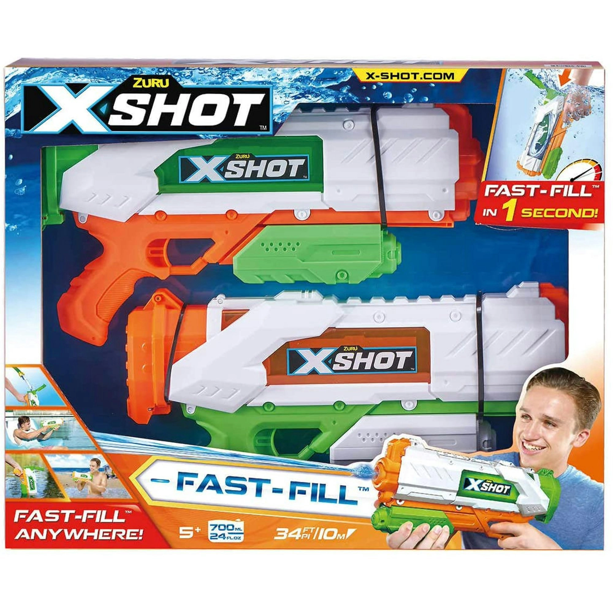 X Shot Water Warfare Fast-Fill Water Blasters 2 Pack