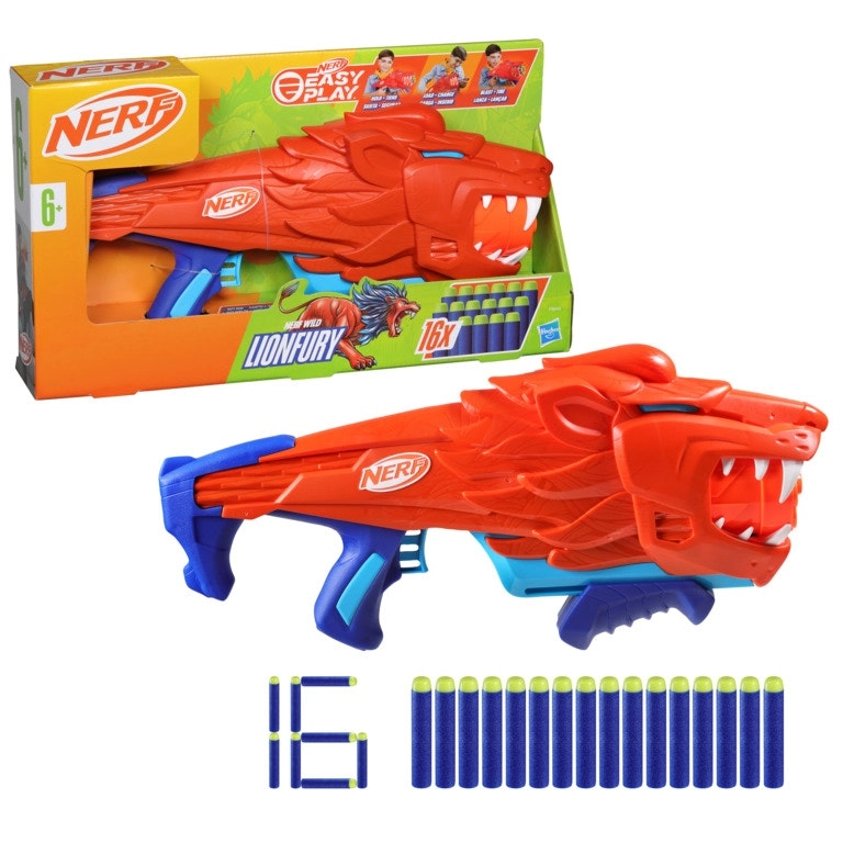 Nerf Junior Wild Lionfury Easy Play Dart Blaster - 16 Nerf Elite Darts