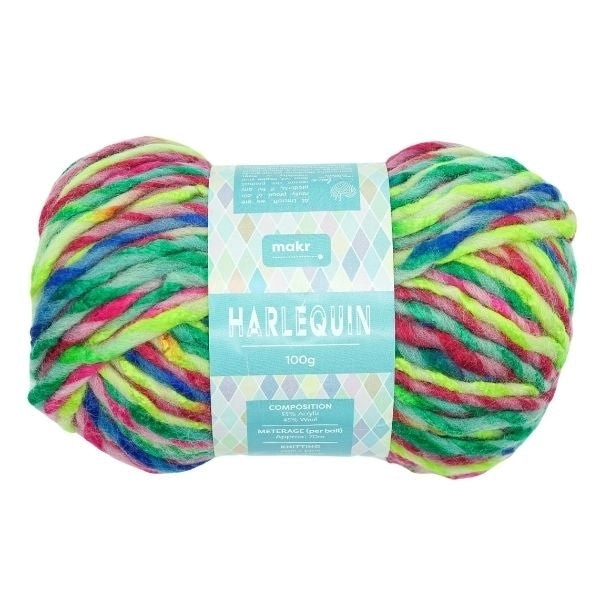 Makr Harlequin Crochet & Knitting Yarn, 100g Acrylic Wool Yarn