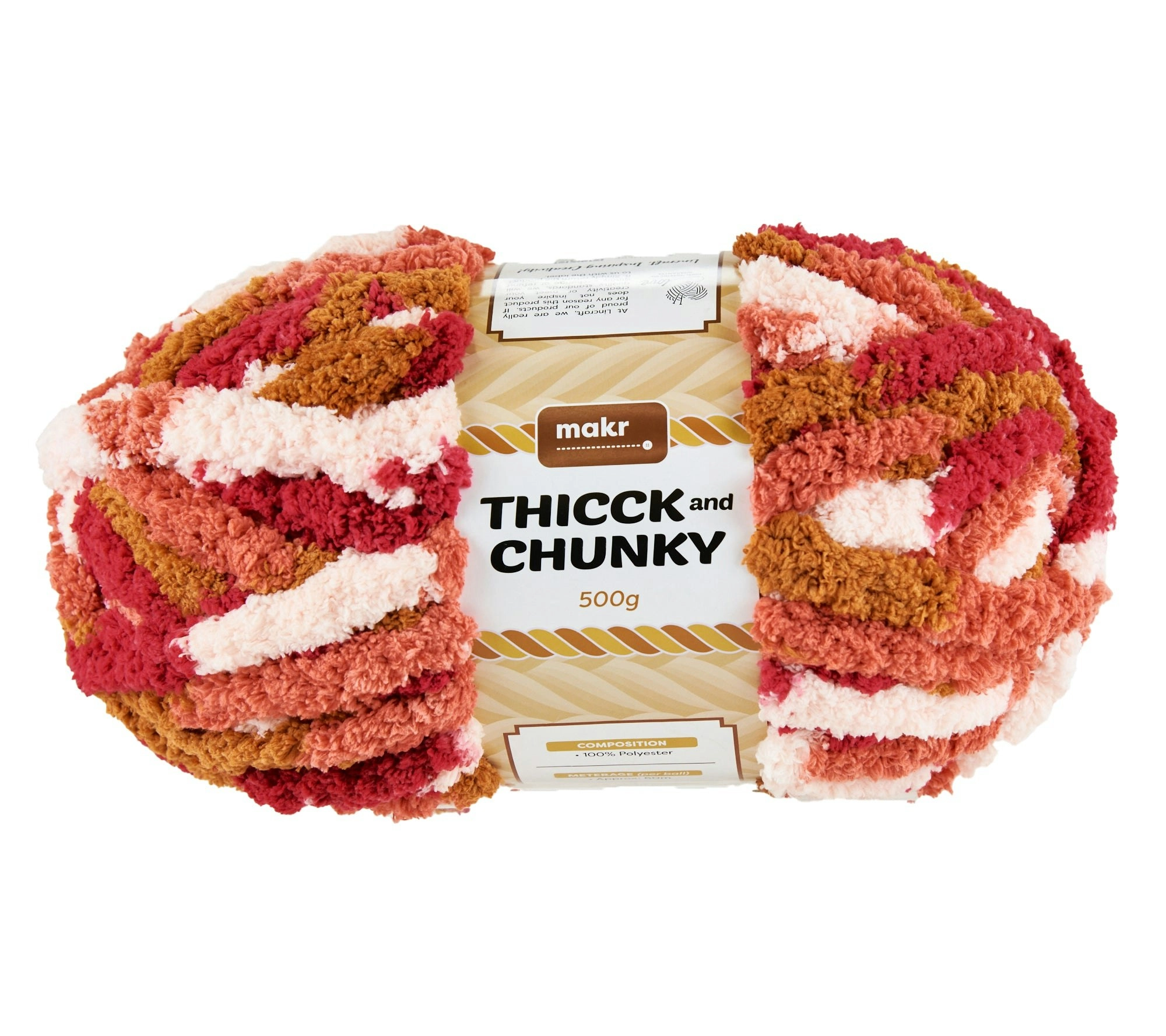 Makr Thicck & Chunky Crochet & Knitting Yarn, 500g Polyester Yarn