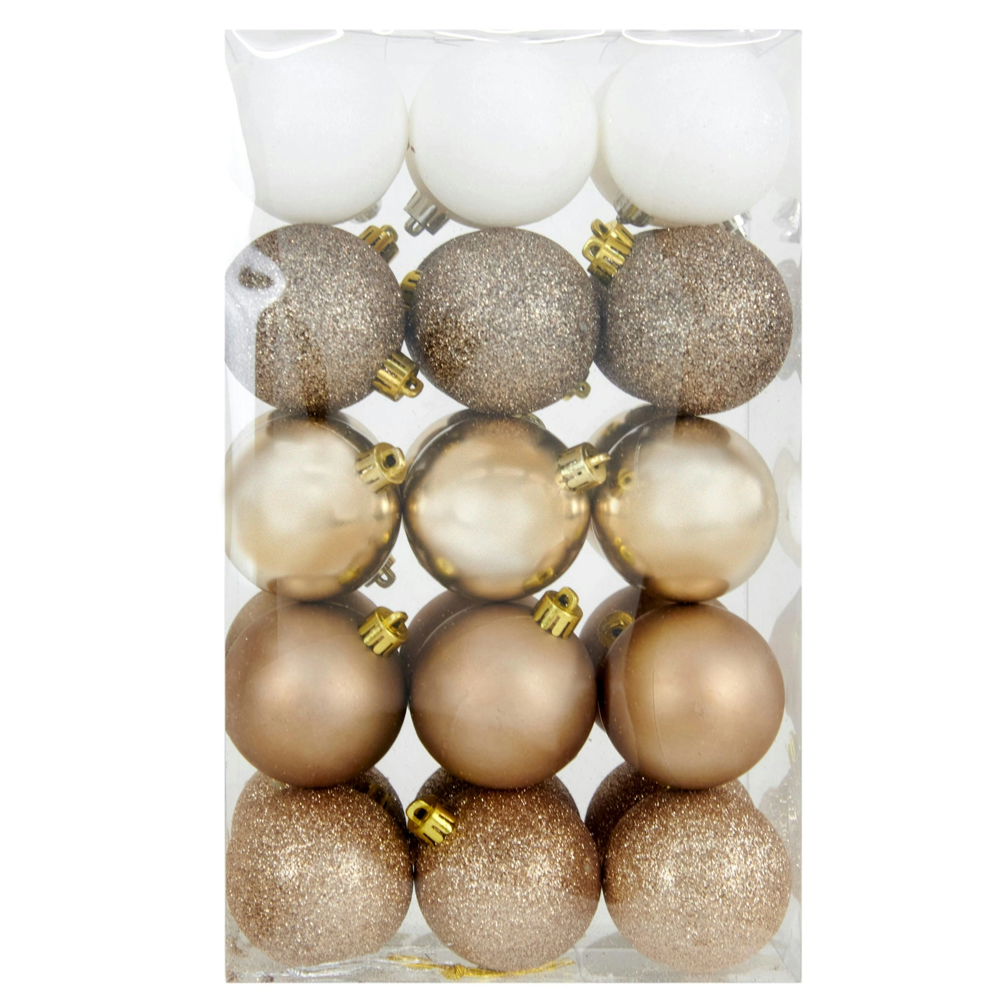 Christmas Shiny Matte Glitter Bauble PVC Box, 6cm- 30pk