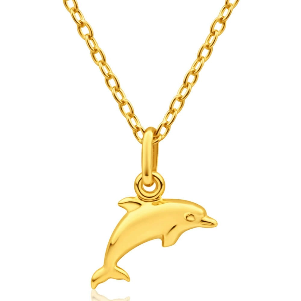 9ct Yellow Gold Silver Filled Dolphin Pendant