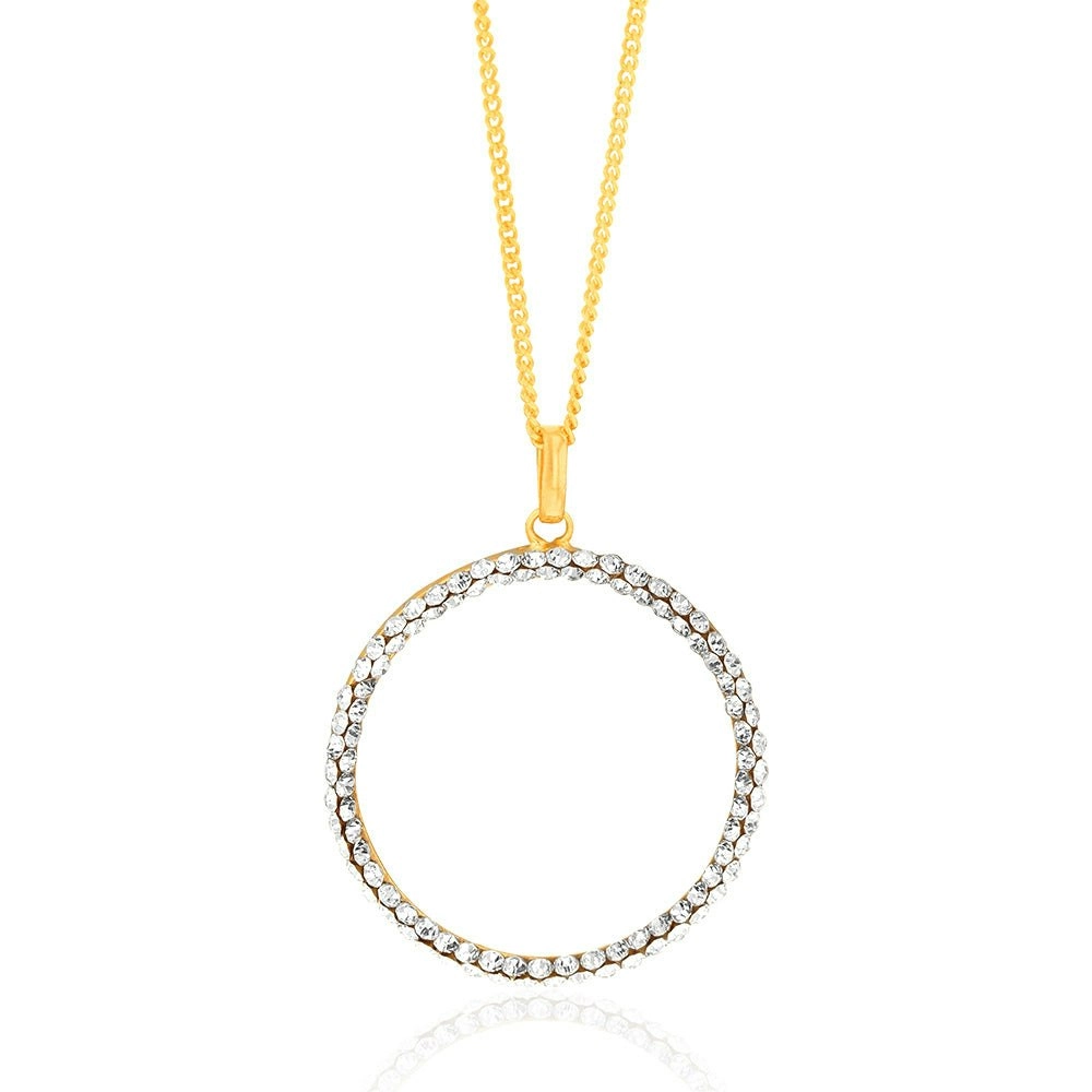 9ct Yellow Gold Filled 20mm Round Crystal Pendant