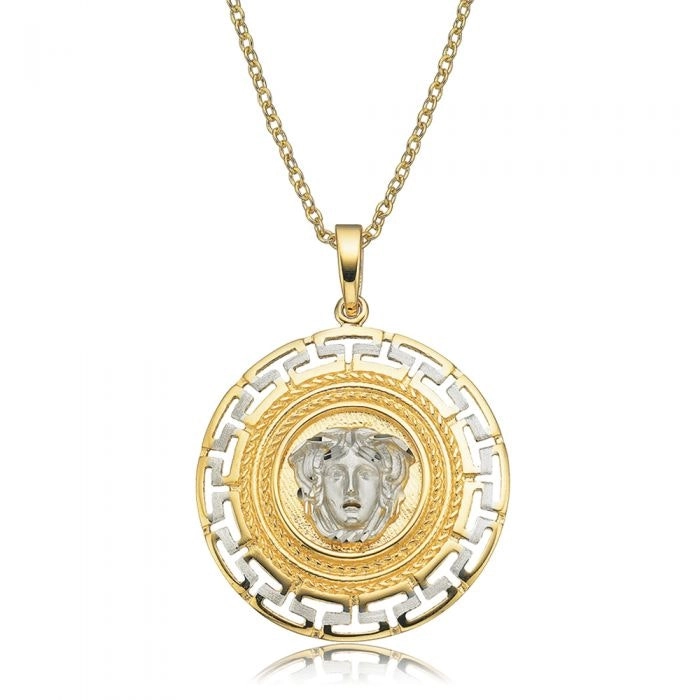 9ct Yellow Gold & White Gold Key of Life Medusa Pendant