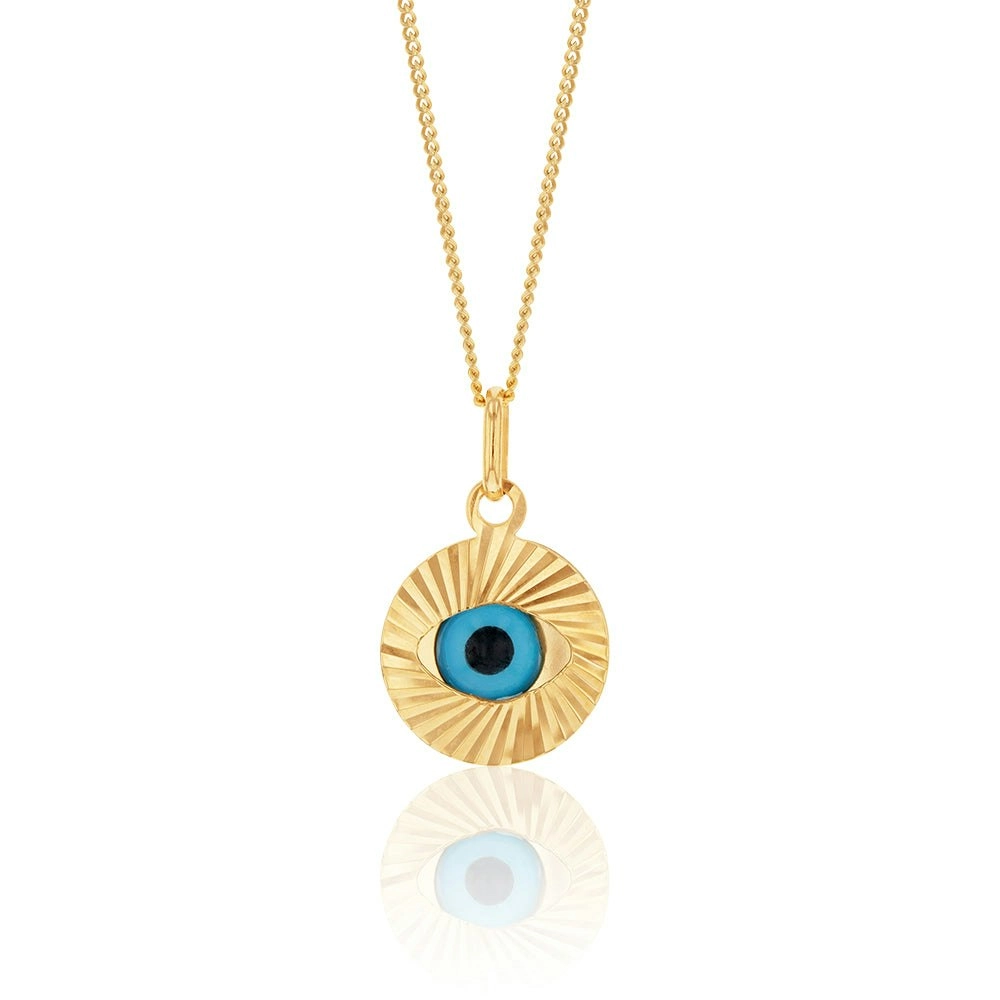 9ct Yellow Gold Large Evil Eye Pendant