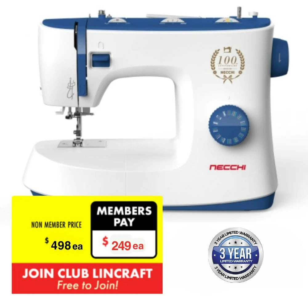 NECCHI K432A Sewing Machine, Manual Select 32 Stitch, Blue Cream