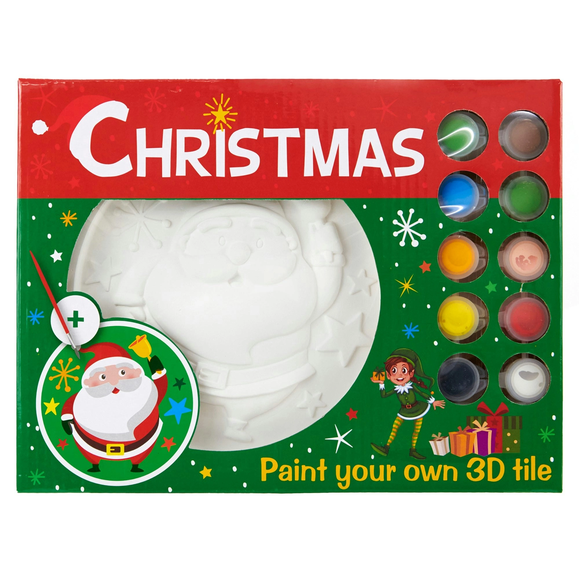 Christmas Plaster Figurine Tile With Paints