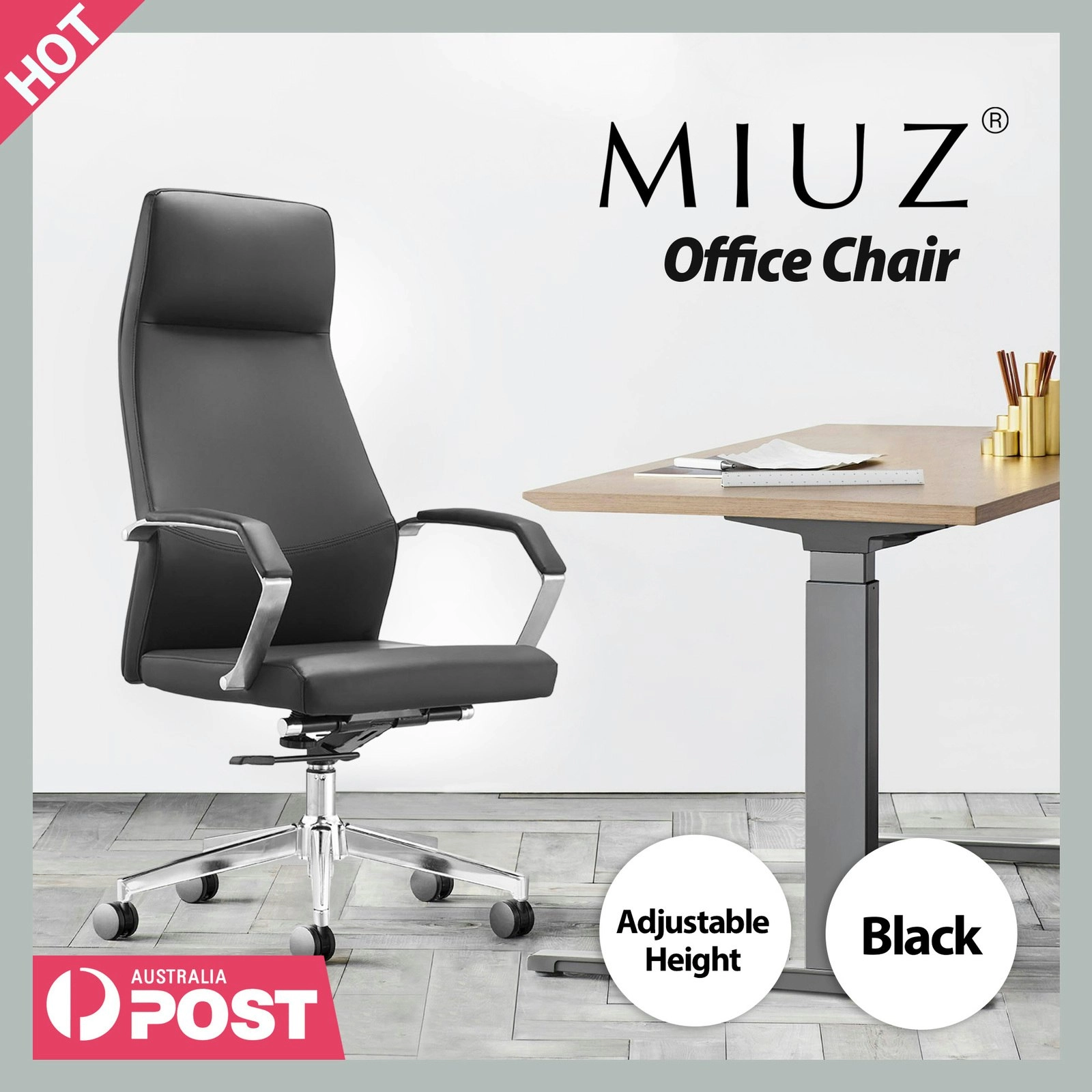 Office Chair Premium PU Leather High Back Executive Work Computer Seat