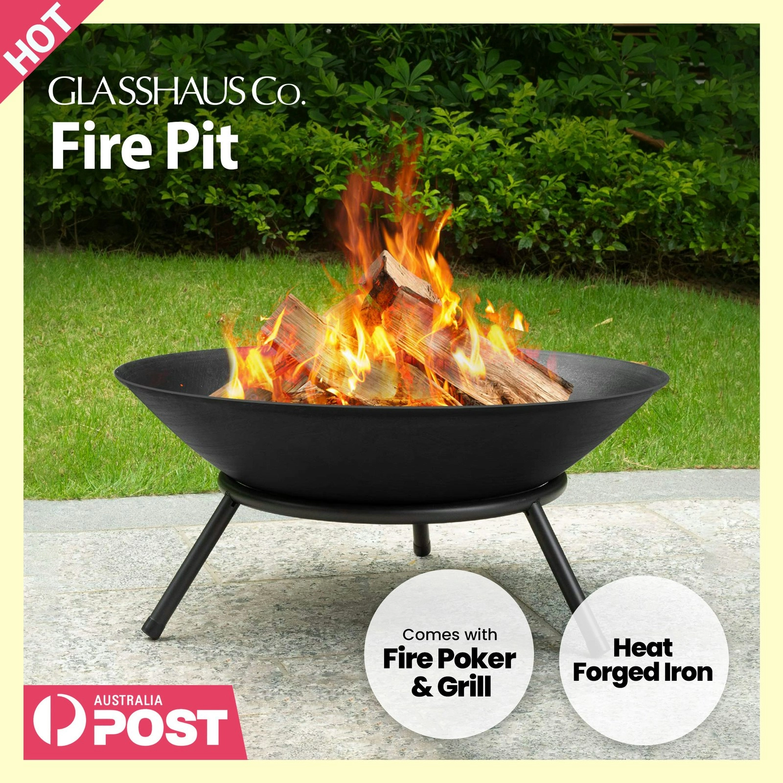 Raised Bowl Fire Pit Portable Outdoor Heater Patio Fireplace 54cm