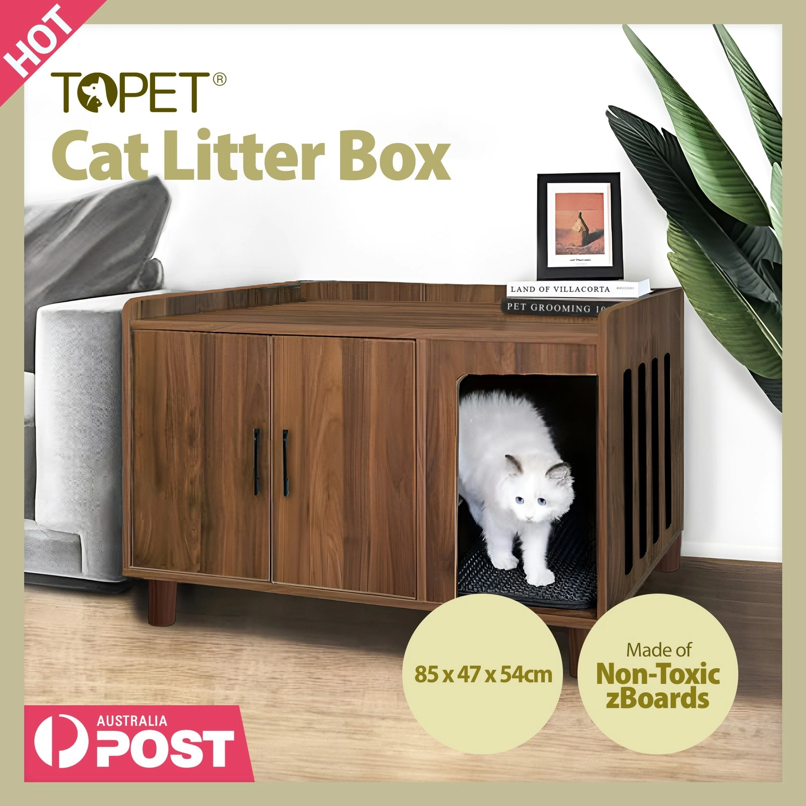 Enclosed Cat Litter Cabinet Box Kitty Indoor Crate Cabinet Cupboard Enclosure