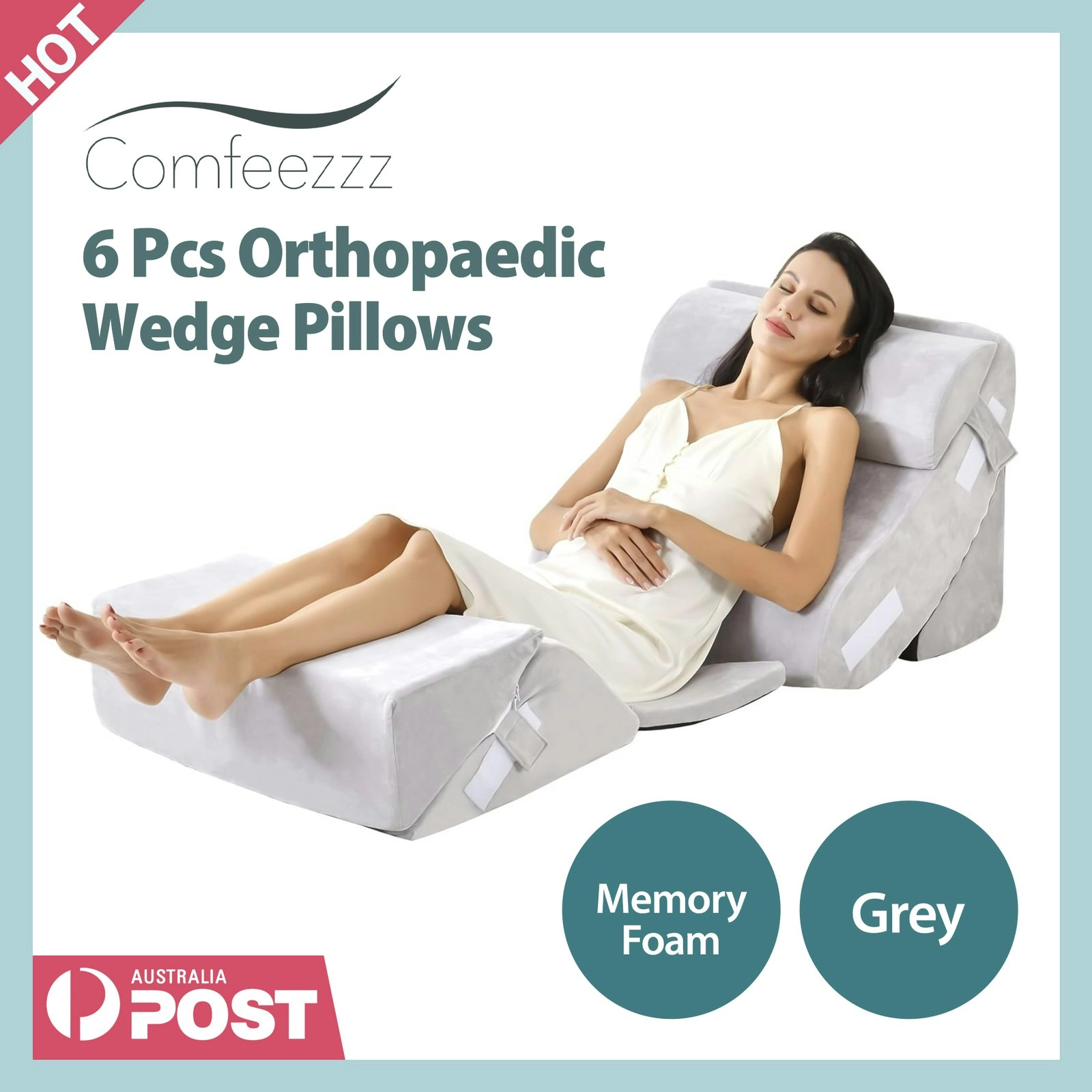 6 pcs Wedge Pillow Memory Foam Orthopaedic Ergonomic Pillow Cushion