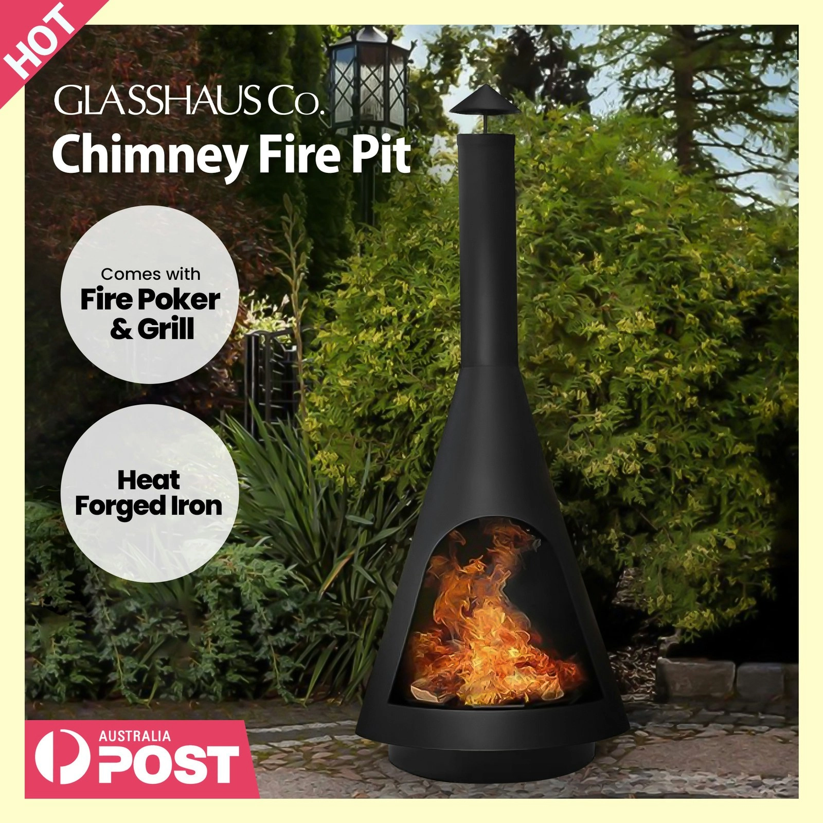 Chimney Fire Pit Patio Heater Outdoor Camping Portable Fireplace 105cm