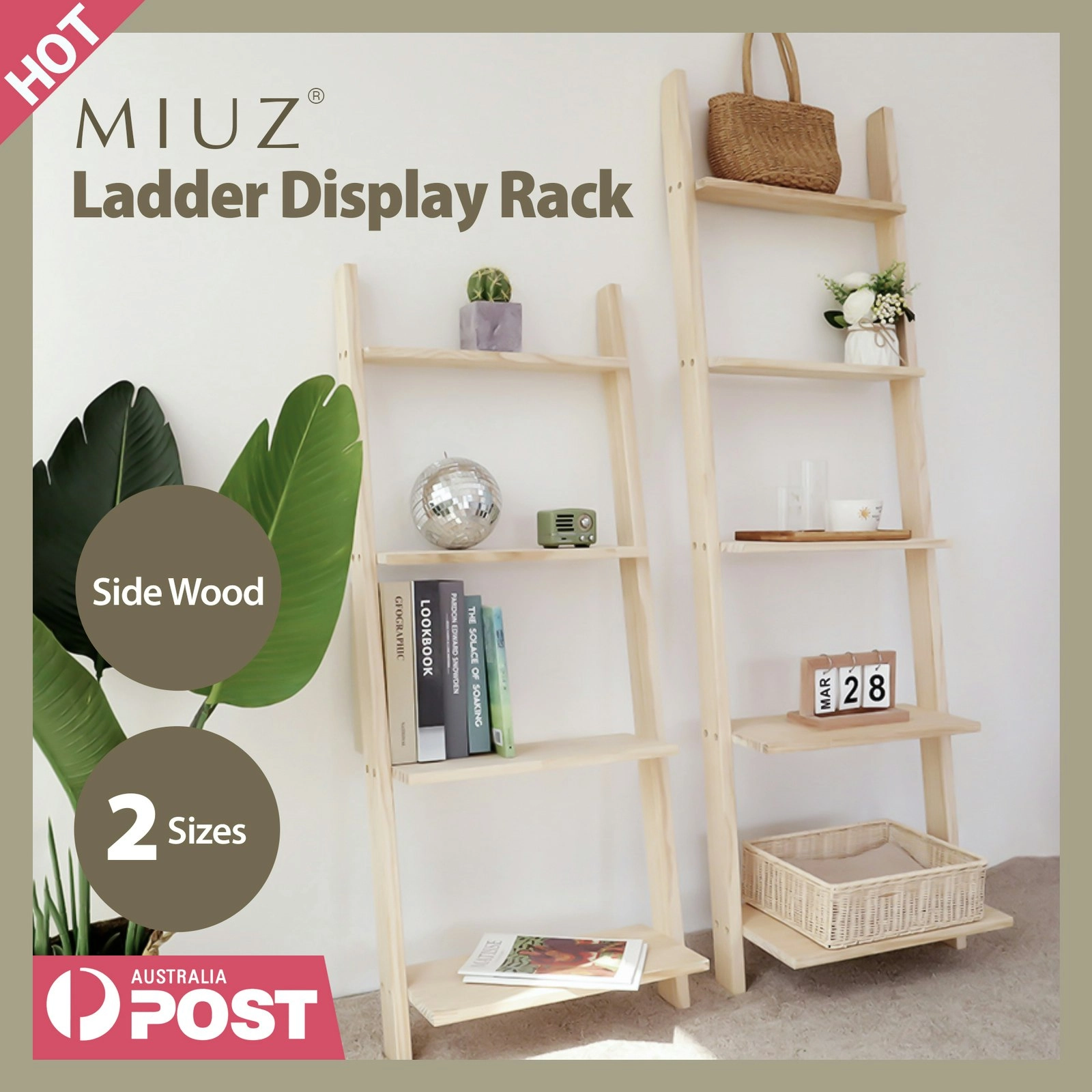 Ladder Shelf Wooden Display Storage Stand Rack Bookshelf Plant Stand